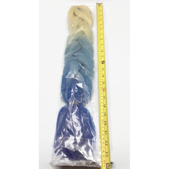 Ombre Braiding Hair Blonde/Light Blue/Dark Blue 5 Packs 24" Extensions Bacana - Picture 3 of 9
